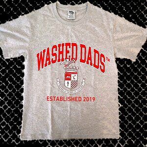 BNWOT Dad Themed Collegiate Logo Grey / Red Heavyweight Tee Shirt Size Med